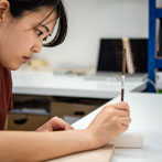 Miyu Kurihara working in her studio in London 2019